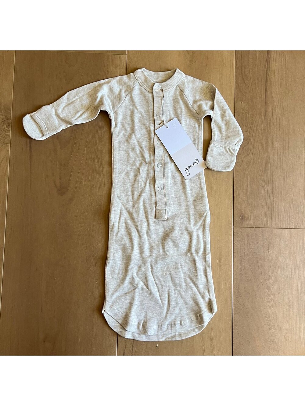 NWT Goumi Kids Storm Gray Baby Gown SZ NB Snap Bamboo Sleeper Jamms Organic